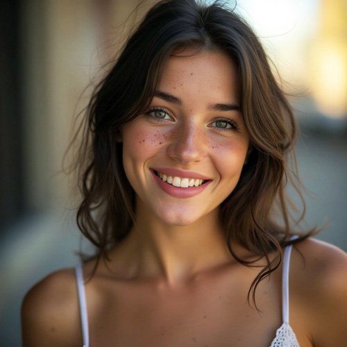 Sexy woman with brown hair and a beautiful smile