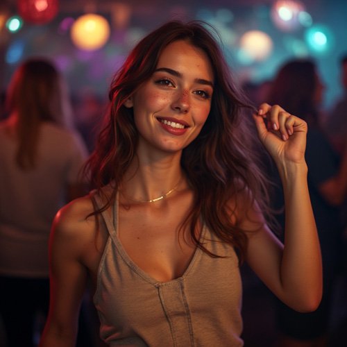 Attractive Woman dancing at a Party in a Club