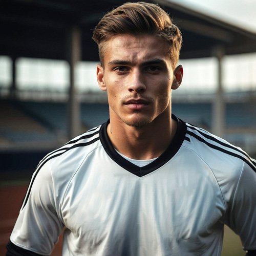 Attractive Soccer Player in white Jersey in a Soccer Stadium