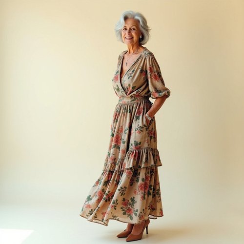 Older woman in a flower dress