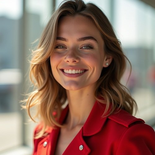 Heiße Stewardess mit schönem Lächeln