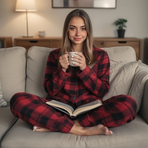 Süße Frau im schlafanzug